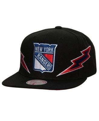 Men's Black New York Rangers Double Trouble Lightning Snapback Hat by MITCHELL&NESS