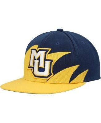 Men's Gold, Navy Marquette Golden Eagles Sharktooth Snapback Hat by MITCHELL&NESS