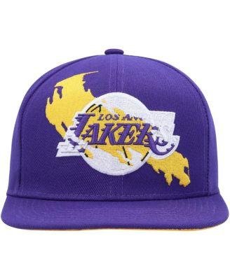 Men's Purple Los Angeles Lakers Paint By Numbers Snapback Hat by MITCHELL&NESS