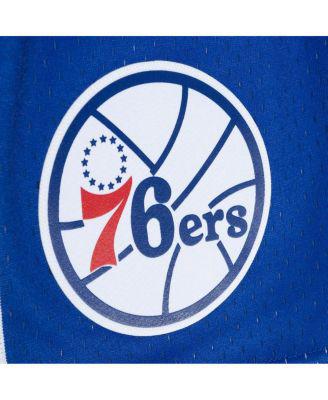 Men's Red, Royal Philadelphia 76ers 1996/97 Hardwood Classics Fadeaway Reload 3.0 Swingman Shorts by MITCHELL&NESS