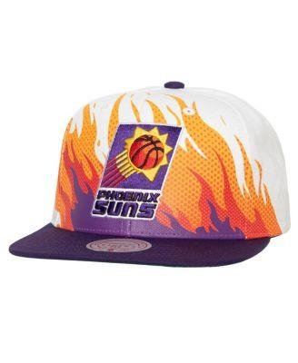 Men's White Phoenix Suns Hot Fire Snapback Hat by MITCHELL&NESS