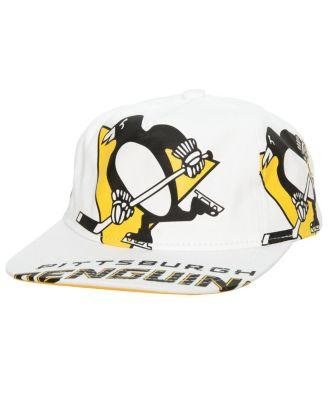 Men's White Pittsburgh Penguins In Your Face Deadstock Snapback Hat by MITCHELL&NESS