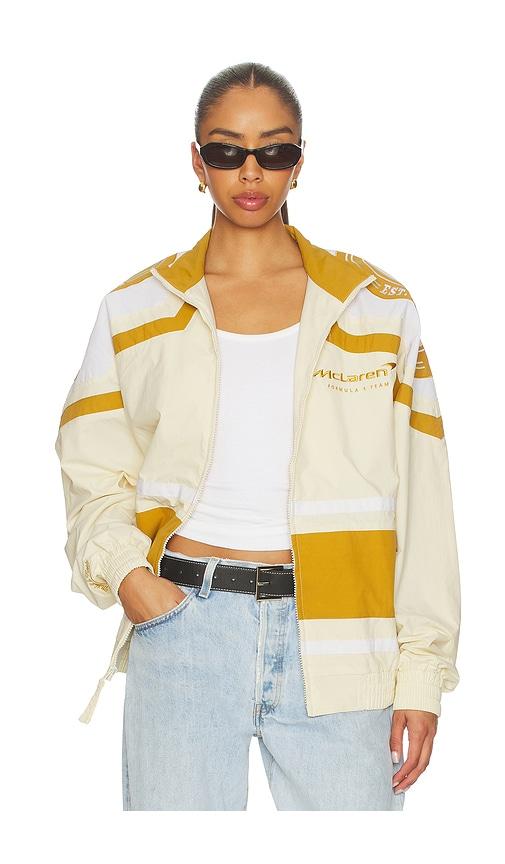 Mitchell & Ness x McLaren Formula 1 Throw It Back Windbreaker Jacket in Cream by MITCHELL&NESS