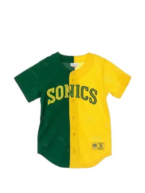 NBA "Seattle Supersonics" split color mesh button shirt by MITCHELL&NESS