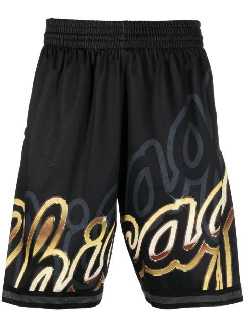 logo-print track shorts by MITCHELL&NESS