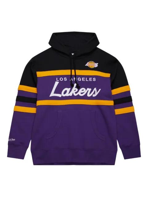 x Los Angeles Lakers Big Tall Hardwood Head Coach striped hoodie by MITCHELL&NESS