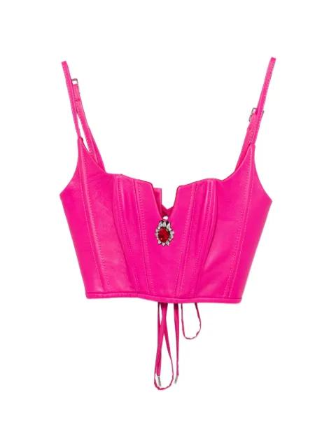 Kyla crystal-embellished leather bustier by MITILIANE COUTURE