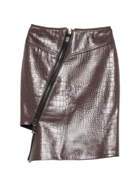 croc-effect zipped leather skirt by MITILIANE COUTURE