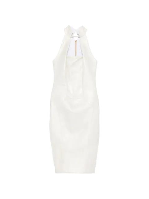 cut-out halterneck leather midi dress by MITILIANE COUTURE