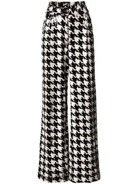 houndstooth-patterned sequinned trousers by MITILIANE COUTURE
