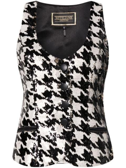 houndstooth-patterned sequinned vest by MITILIANE COUTURE