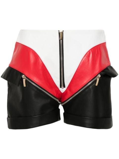 panelled leather mini shorts by MITILIANE COUTURE
