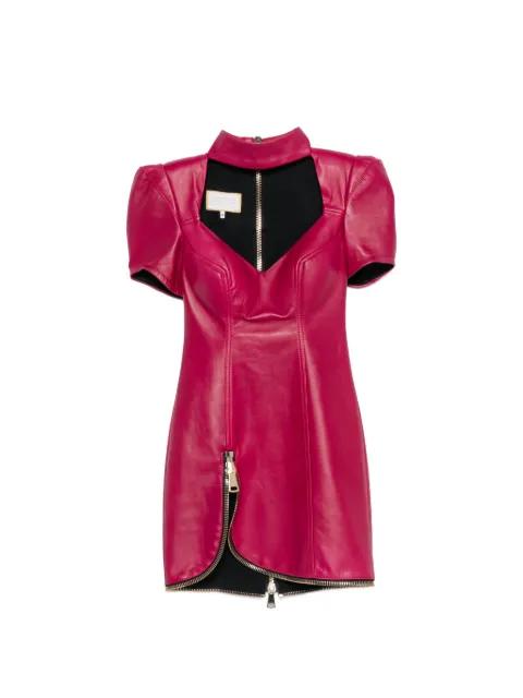 puff-sleeve leather mini dress by MITILIANE COUTURE