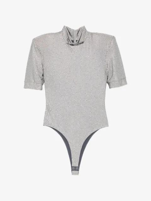 rhinestone-embellished short-sleeve bodysuit by MITILIANE COUTURE
