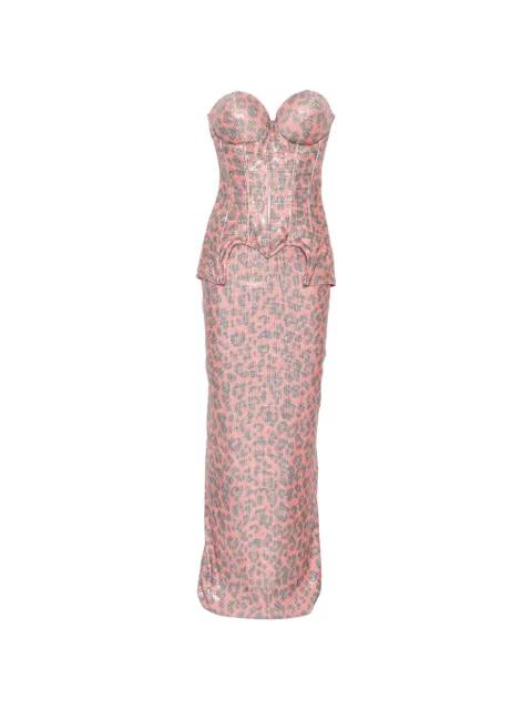 sequin-embellished leopard-print skirt set (set of two) by MITILIANE COUTURE