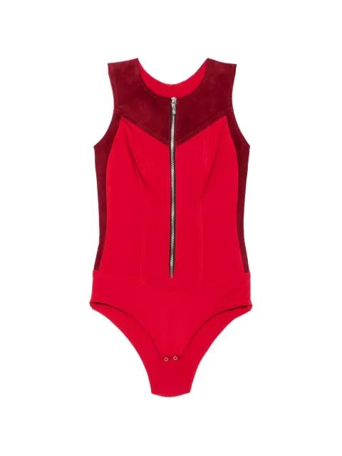 suede-panelled sleeveless bodysuit by MITILIANE COUTURE