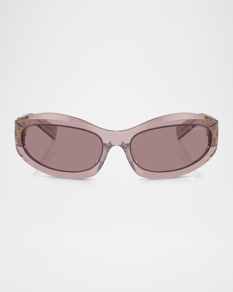 14ZSF Logo Oval Acetate Sunglasses by MIU MIU