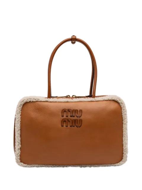 2010-2026 Large Shearling Trimmed Calfskin Logo Beau shoulder bag by MIU MIU 