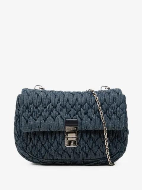 2010-2026 Matelasse Denim Crystal Chain satchel by MIU MIU 