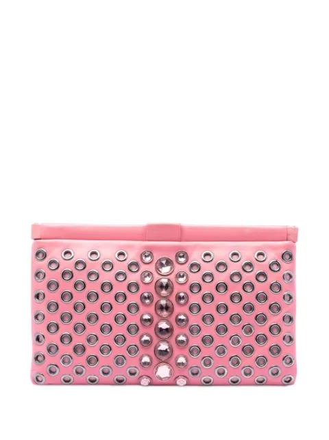 2010-2026 Nappa Grommet Crystal Embellished clutch bag by MIU MIU 