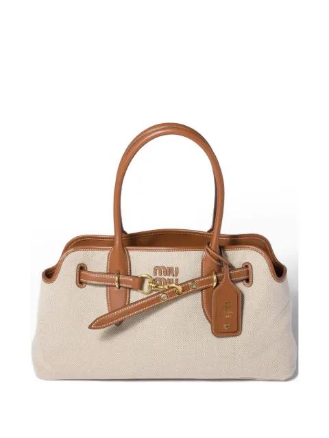 Aventure canvas and leather bag by MIU MIU