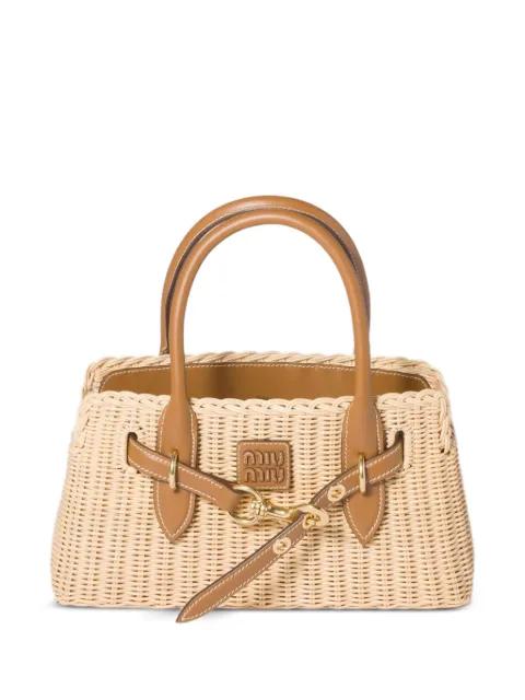 Aventure wicker and leather handbag by MIU MIU