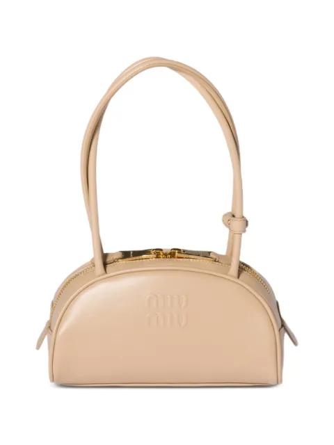 Beau embossed-logo leather shoulder bag by MIU MIU