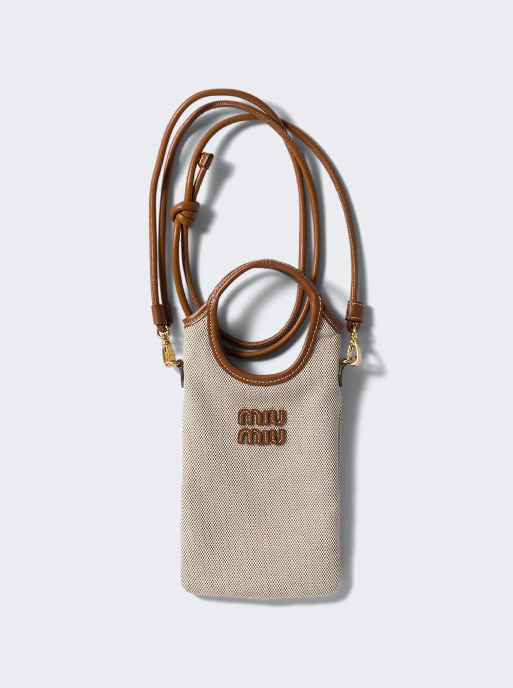 Canvas Smartphone Case Beige And Brandy  | The Webster by MIU MIU