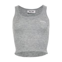 Cashmere and silk ribbed vest top by MIU MIU