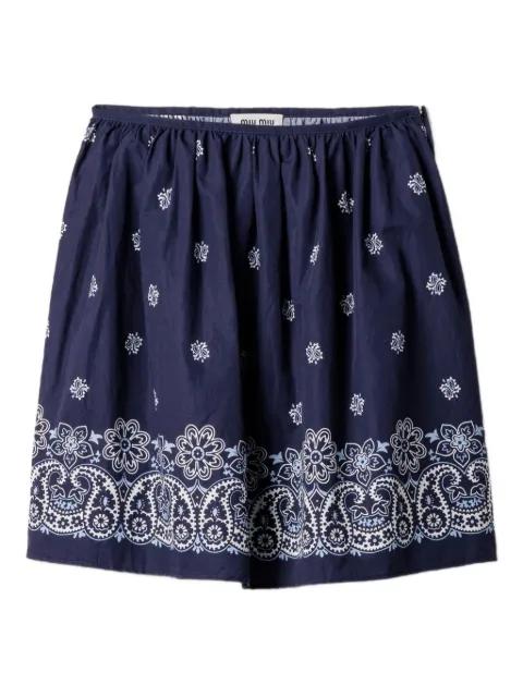 Cornflower slubbed poplin midi skirt by MIU MIU