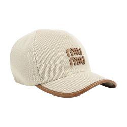 Cotton and leather cap by MIU MIU