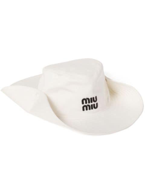 Drill logo-embroidered hat by MIU MIU