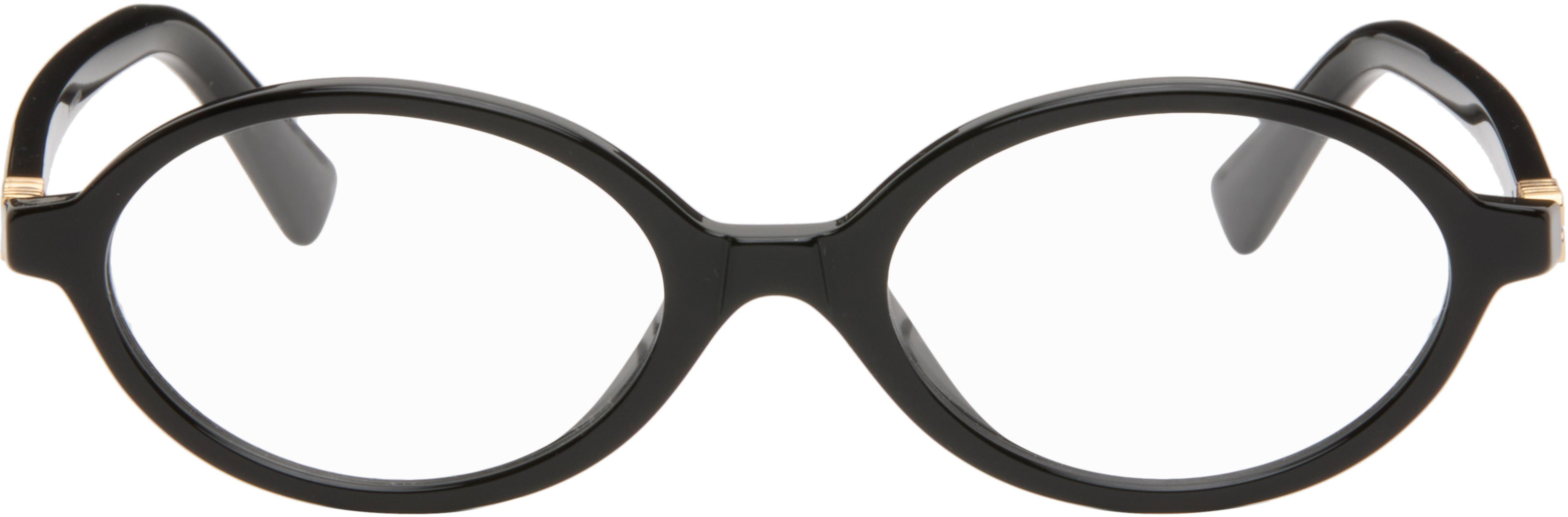 Black 'Breaking the Rules' Oval Glasses by MIU MIU EYEWEAR