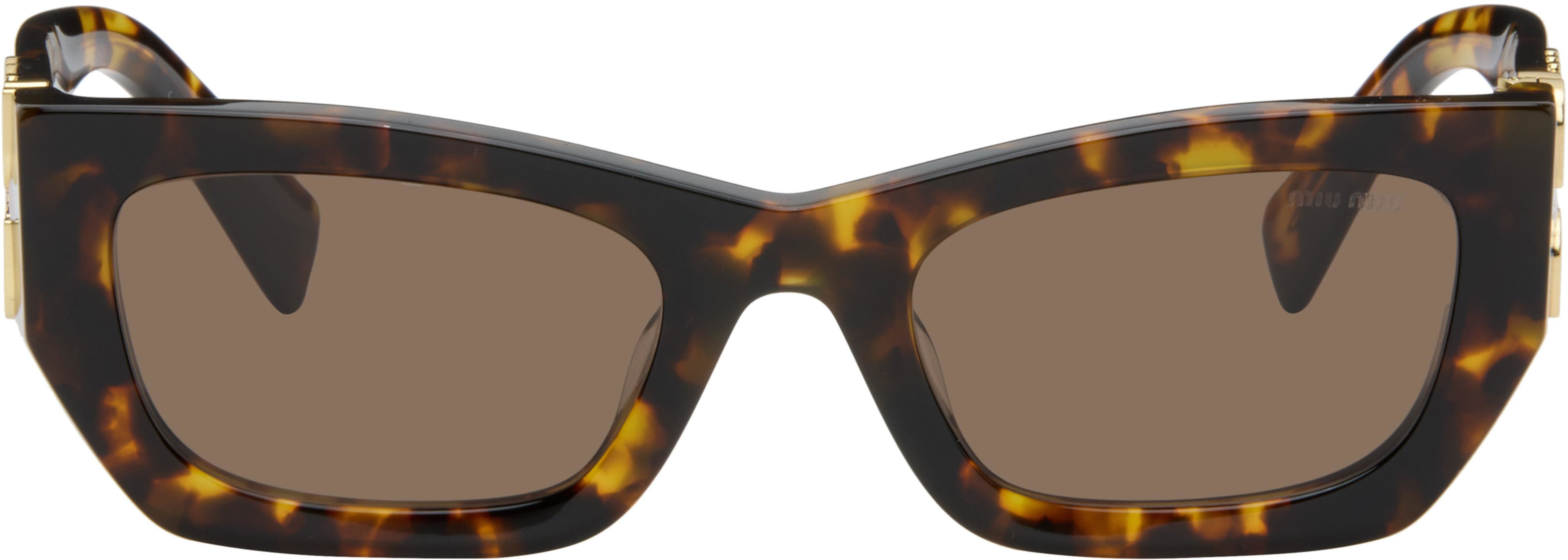 Brown Miu Glimpse Sunglasses by MIU MIU EYEWEAR