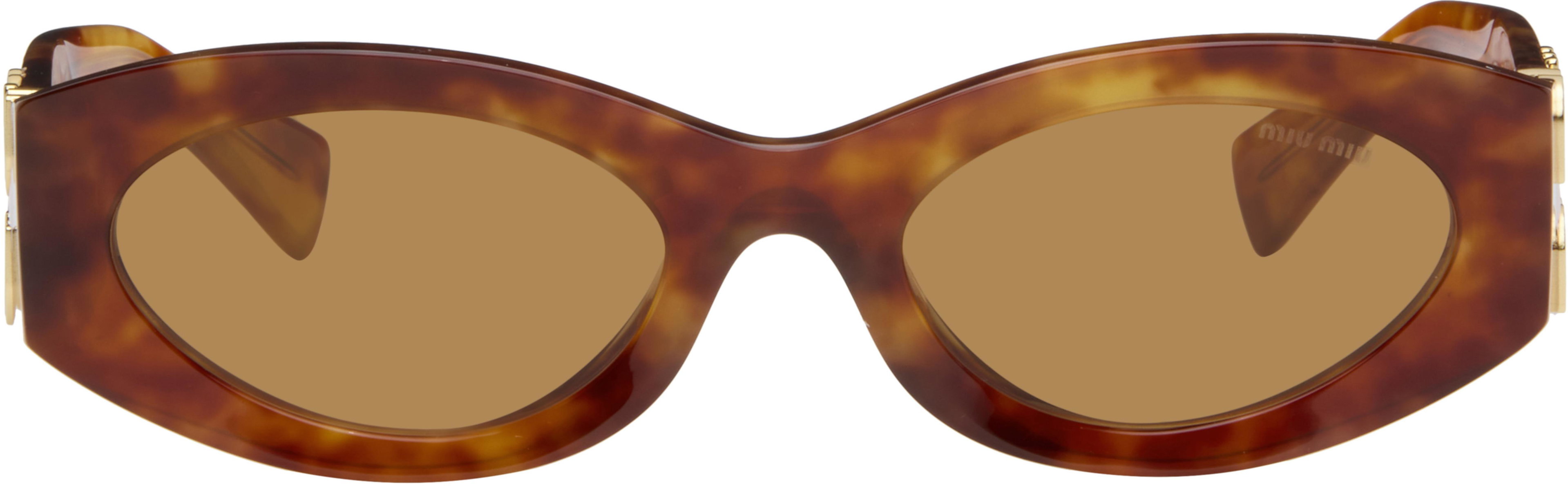 Brown Miu Glimpse Sunglasses by MIU MIU EYEWEAR