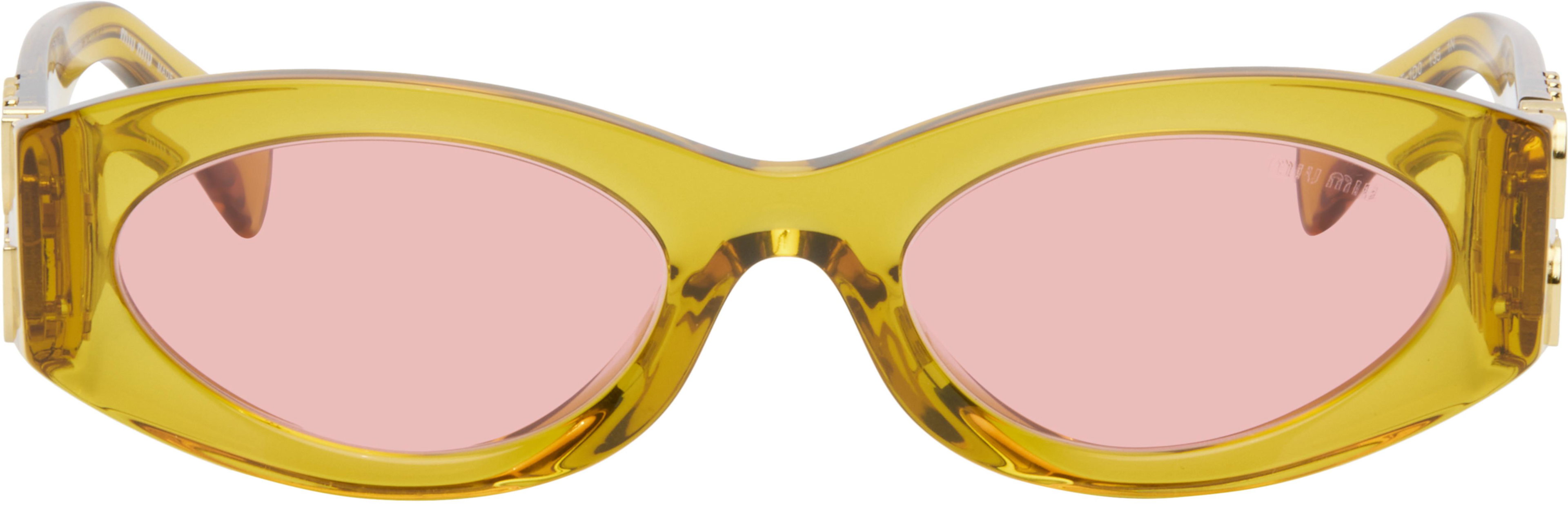Orange Miu Glimpse Sunglasses by MIU MIU EYEWEAR