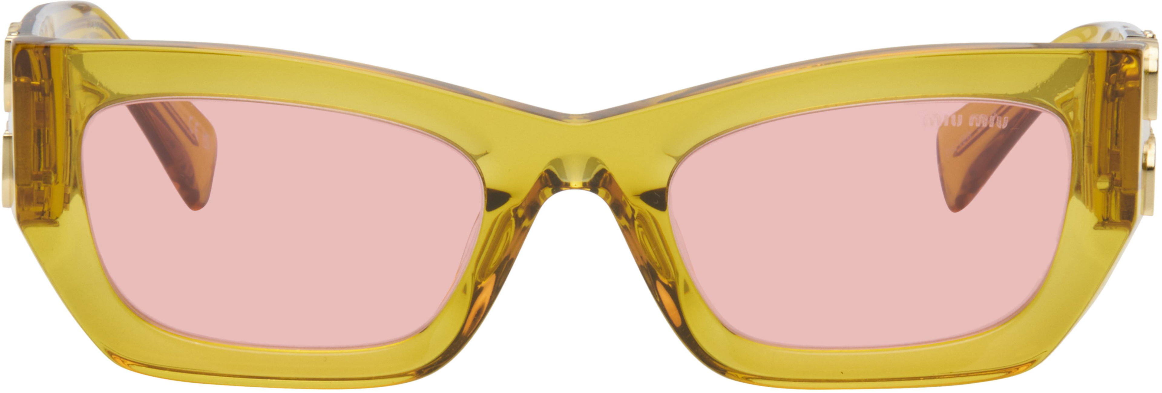 Yellow Miu Glimpse Sunglasses by MIU MIU EYEWEAR