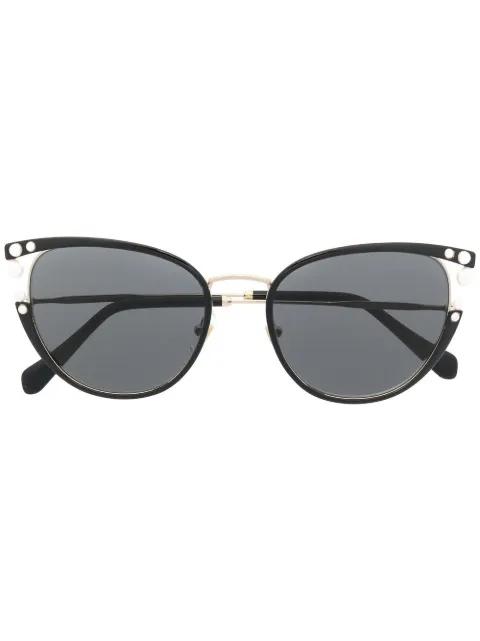 faux-pearl cat-eye frame sunglasses by MIU MIU EYEWEAR