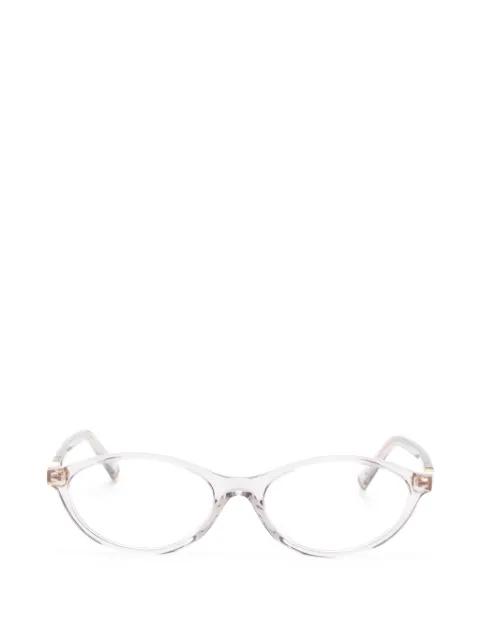 logo-lettering oval-frame glasses by MIU MIU EYEWEAR