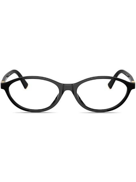 logo-plaque oval-frame glasses by MIU MIU EYEWEAR