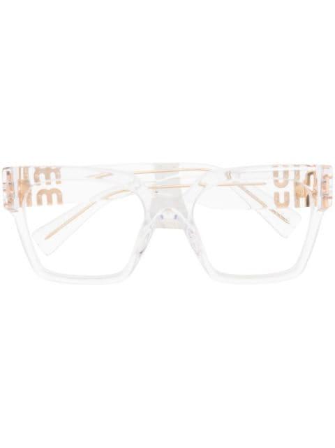 logo-plaque transparent glasses by MIU MIU EYEWEAR