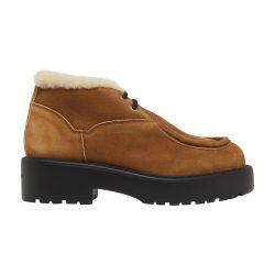 Filled leather ankle boots by MIU MIU
