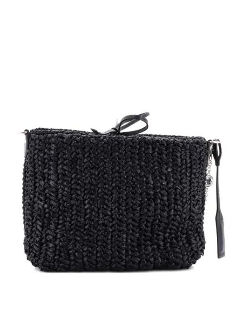 Flower Crystal Chain Woven Raffia shoulder bag by MIU MIU 