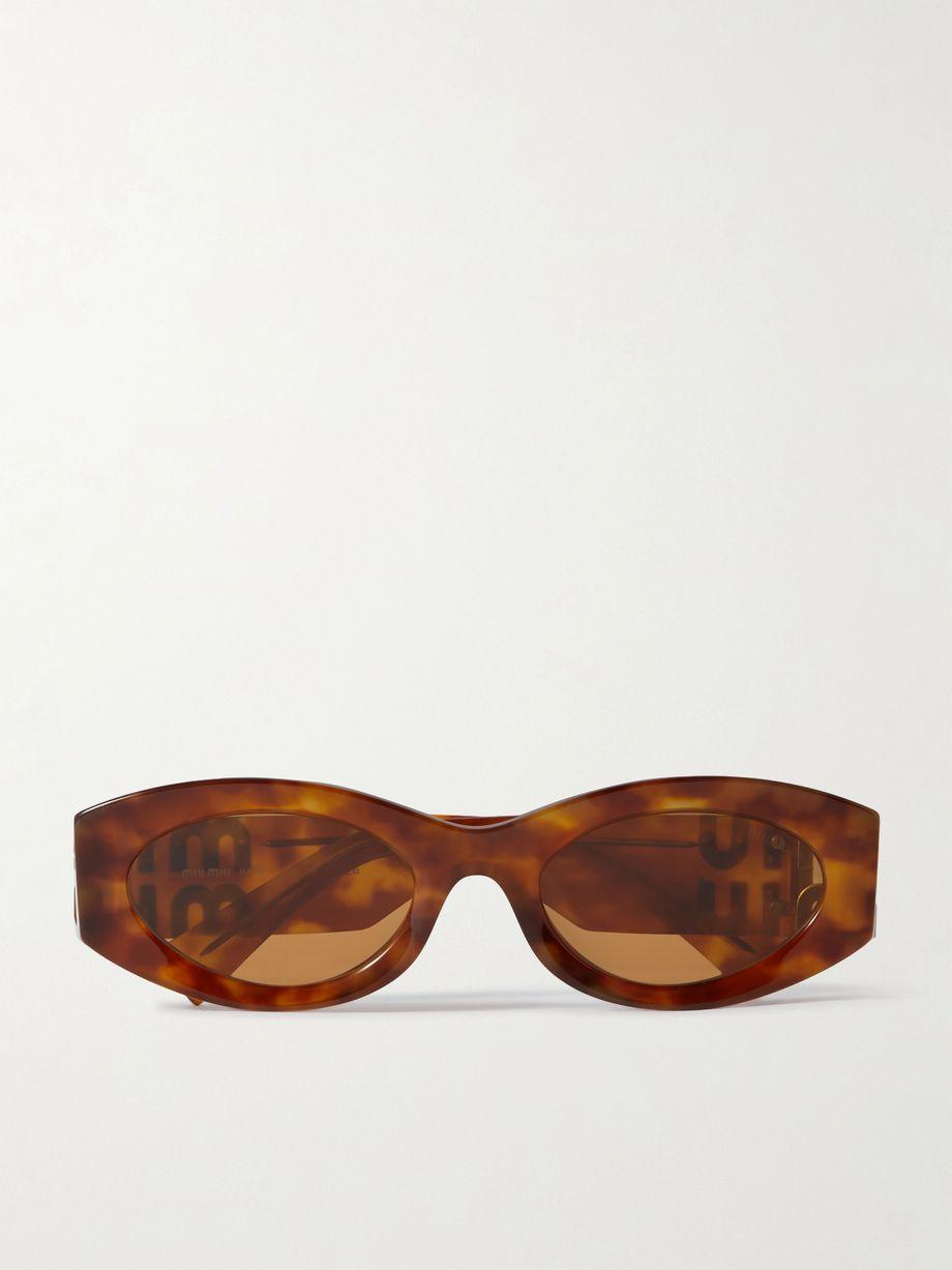Glimpse oval-frame tortoiseshell acetate sunglasses by MIU MIU
