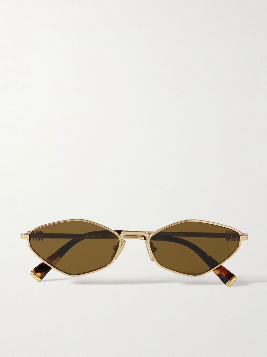 Hexagon-frame gold-tone sunglasses by MIU MIU