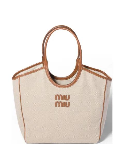 Ivy canvas and leather bag by MIU MIU