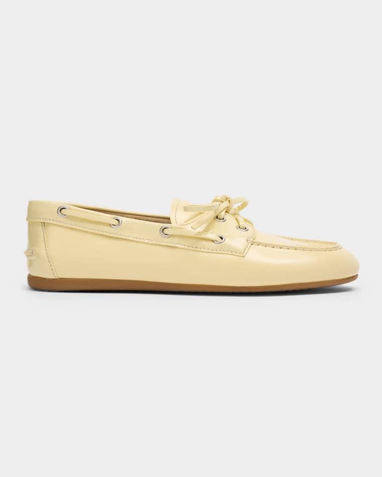 Leather Lace-Up Moccasins by MIU MIU