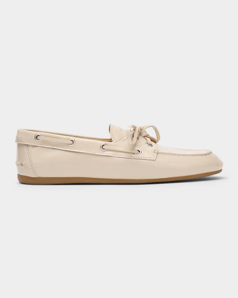 Leather Lace-Up Moccasins by MIU MIU