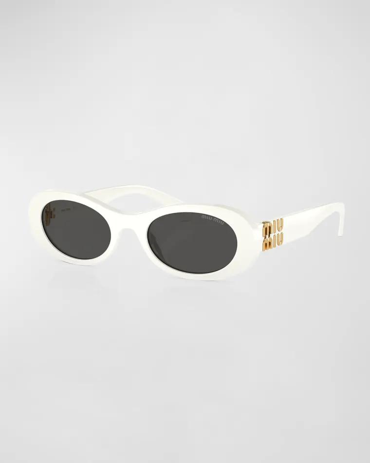 Logo Acetate Oval Sunglasses by MIU MIU