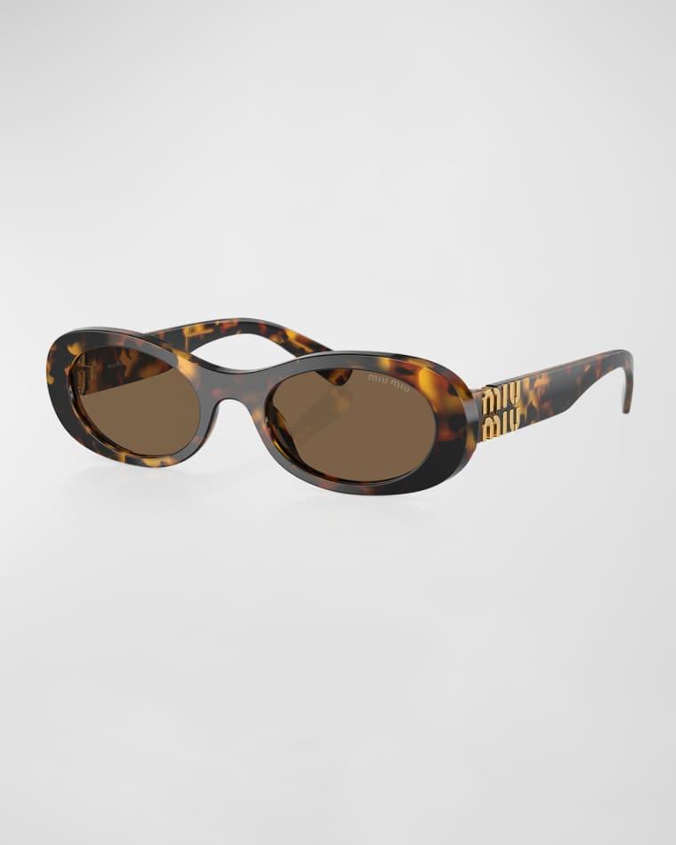 Logo Acetate Oval Sunglasses by MIU MIU